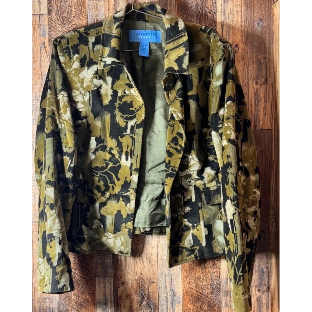 Doncaster Sport Women's Green Floral Cotton Blazer Jacket-size 18